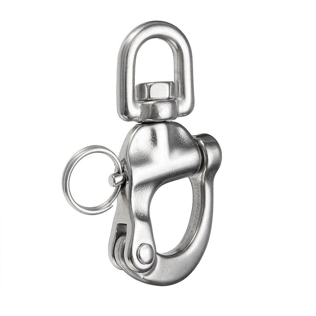 Cùm bấm xoay mắt dây neo thuyền nhả nhanh bằng inox