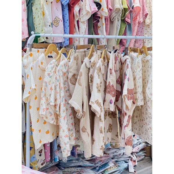 MUSLIN TAY CỘC QUẦN CỘC Bộ pijama bộ mặc nhà chất xô đẹp xịn cao cấp hàng thiết kế giá sale | BigBuy360 - bigbuy360.vn