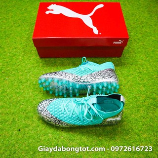 Giày bóng đá chân bè Future 4.1 MG xanh nhạt bạc | Da vải, đinh vừa, form thoải mái, ảnh thật 100%