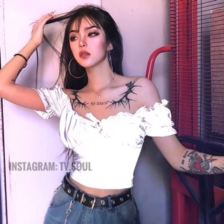 𝐒𝐀𝐋𝐄 Áo croptop tay phồng nơ phản quang