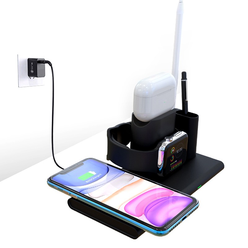 Đế Sạc Không Dây 4 Trong 1 15w Cho Apple Watch, Airpods, Iphone Và Apple Pencil