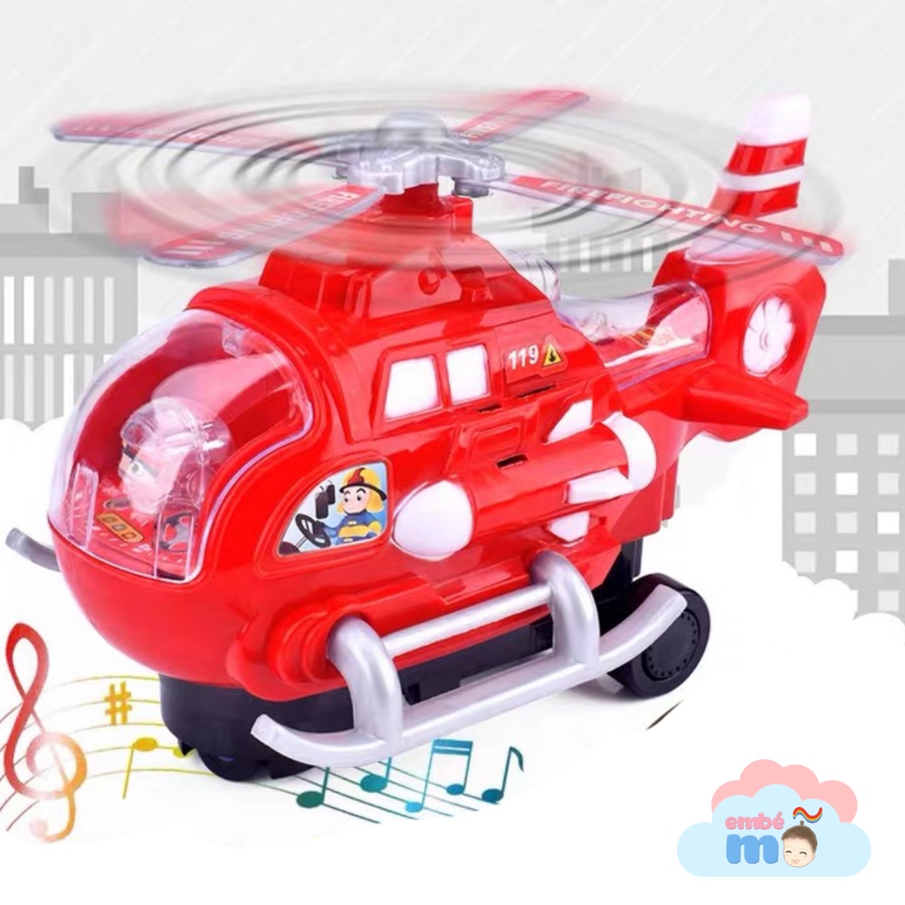 Đồ Chơi Máy Bay Trực Thăng Cảnh Sát/Cứu Hỏa Chạy Pin Phát Đèn Nhạc - Embé Mỡ
