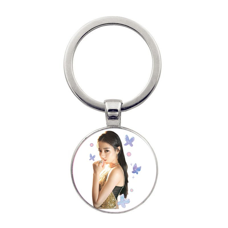 (Viền Tròn) Móc khóa kim loại in hình ĐỊCH LỆ NHIỆT BA idol diễn viễn hoa ngữ xinh xắn