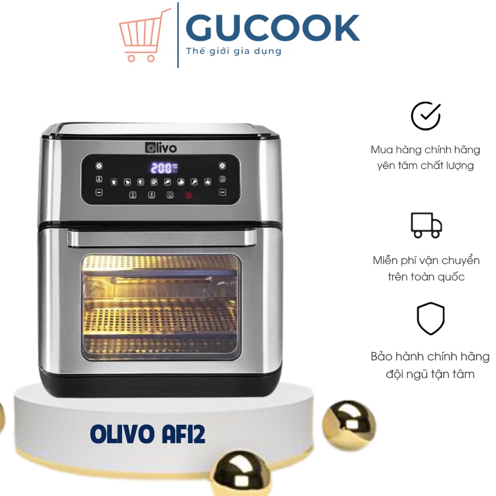 Nồi Chiên Không Dầu OLIVO AF12 Dung Tích 12L Công Suất 1800W Chính Hãng BH 24 Tháng Thương Hiệu Mỹ.