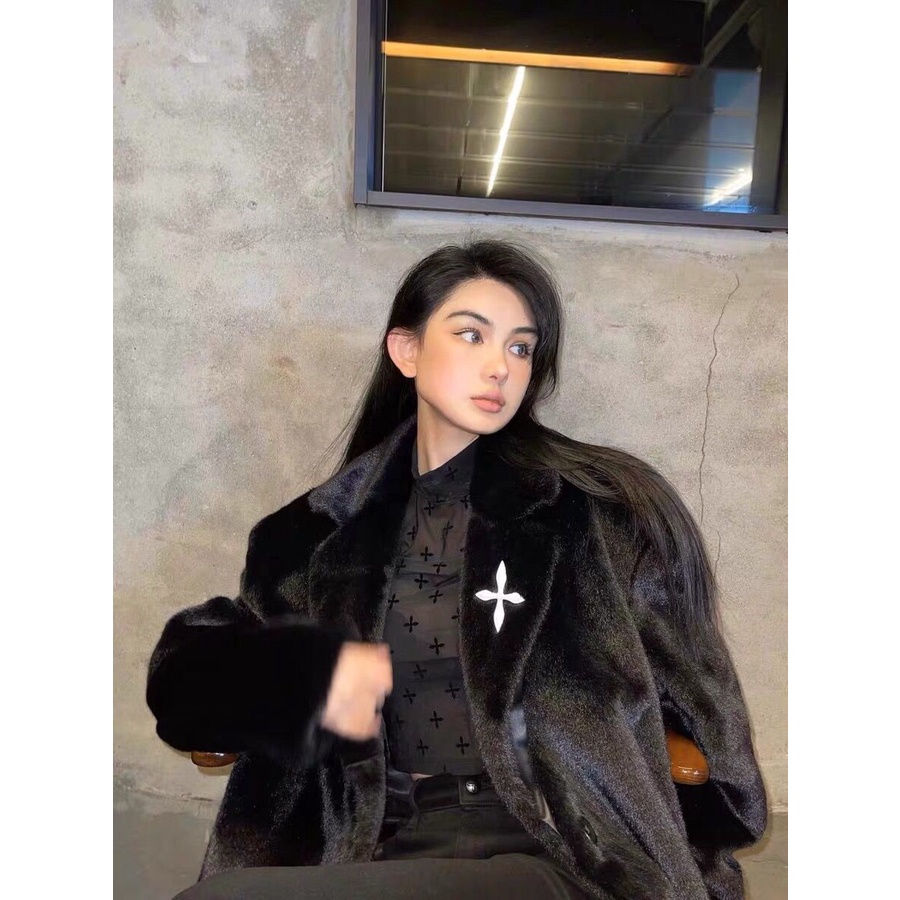 [Giao Ngay] Áo Khoác Giả Lông Chồn Dáng Rộng Dài Vừa Phải Phong Cách Thời Trang Mùa Đông