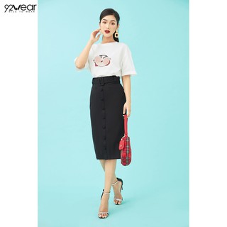 Áo thun nữ 92WEAR form rộng in hình SHIN cậu bé bút chì ATW1033