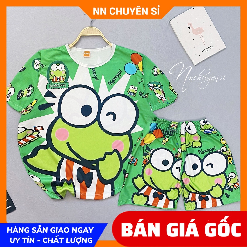 Đồ bộ bé trai bé gái size đến 70kg chất thun mềm mịn mát in hình ếch hoạt hình dễ thương DBRBD FULL SIZE