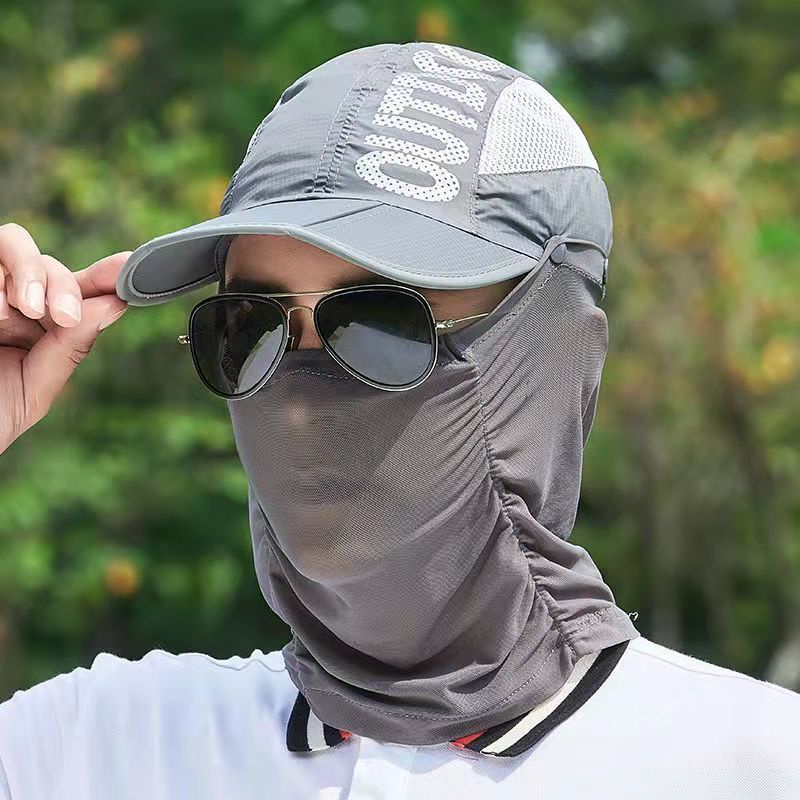 Mũ lưỡi trai nam chống nắng kèm khẩu trang khăn lưới che mặt- nón chống nắng chống tia uv đa năng