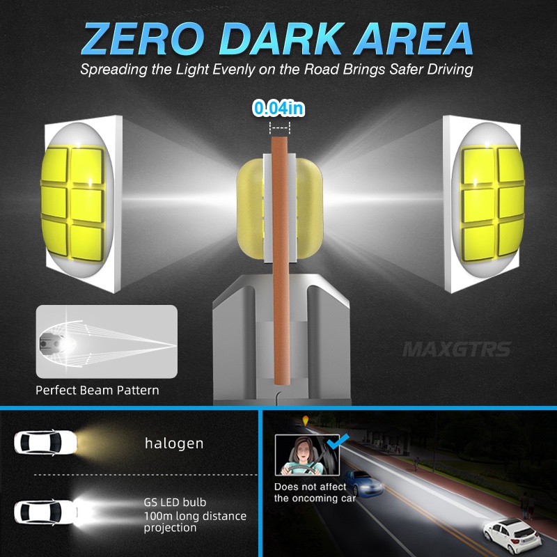 MAXGTRS  2 Đèn Pha H7 Không Dây Mini Ánh Sáng Trắng 6500K 360 Độ Cho Xe Hơi
