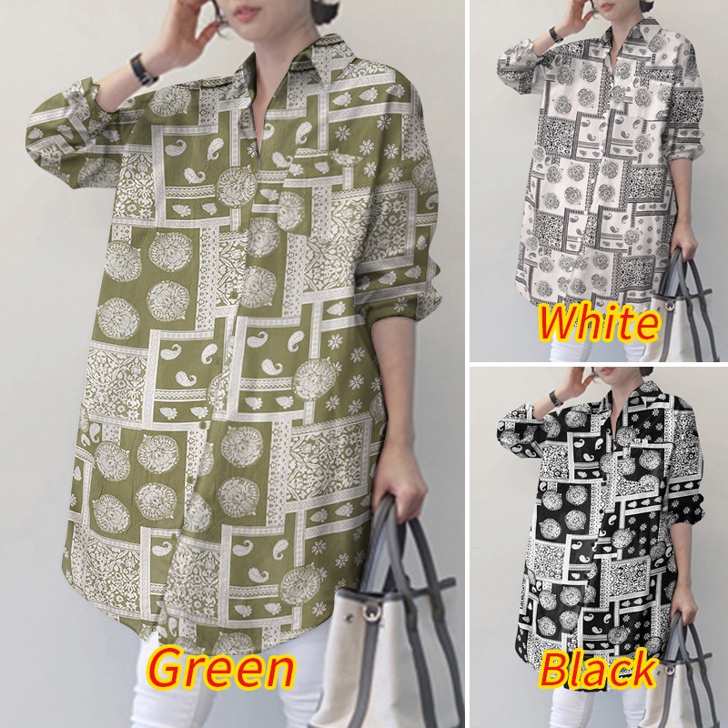 Áo sơ mi Zanzea tay dài phối xẻ tà phong cách cổ điển