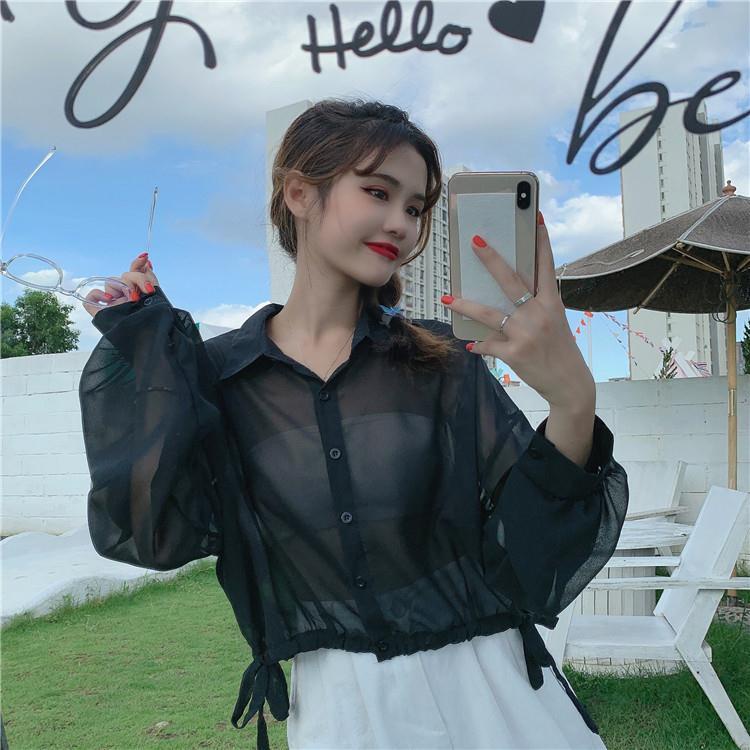 Áo Khoác Sơ Mi Voan Mỏng Tay Dài Dáng Rộng Chống Nắng Thời Trang Mùa Hè Cho Nữ