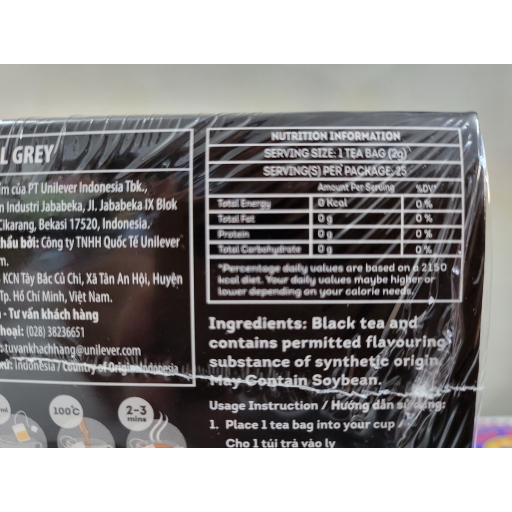 TRÀ ĐEN TÚI LỌC HƯƠNG CAM BERGAMOT  LIPTON Black Tea Bags with Orange Flavour (hala