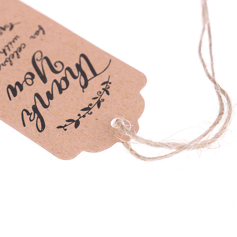 Set 100 Thẻ Giấy In Chữ Thank You Màu Nâu Dùng Để Trang Trí Quà Tặng
