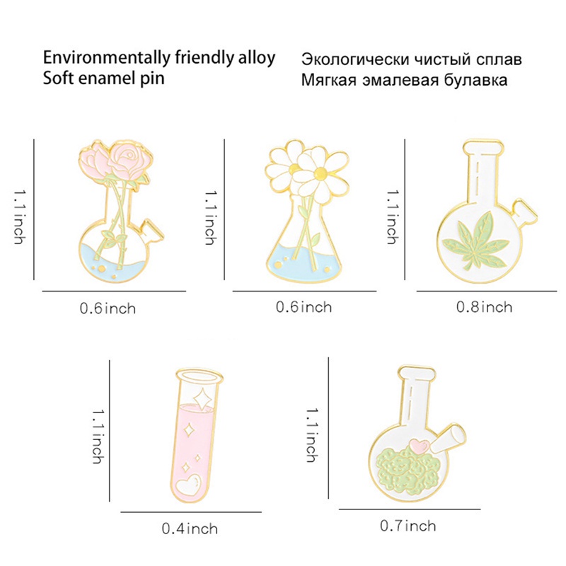 Ghim Cài Áo Hình Ống Nghiệm Họa Tiết Hoạt Hình Dễ Thương