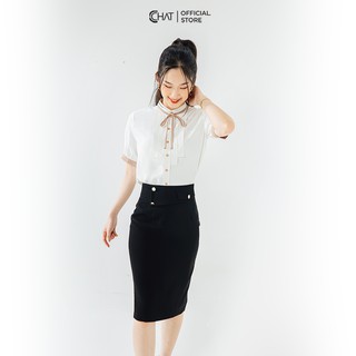 Chân váy ôm cạp lệch cài 2 cúc CCHAT