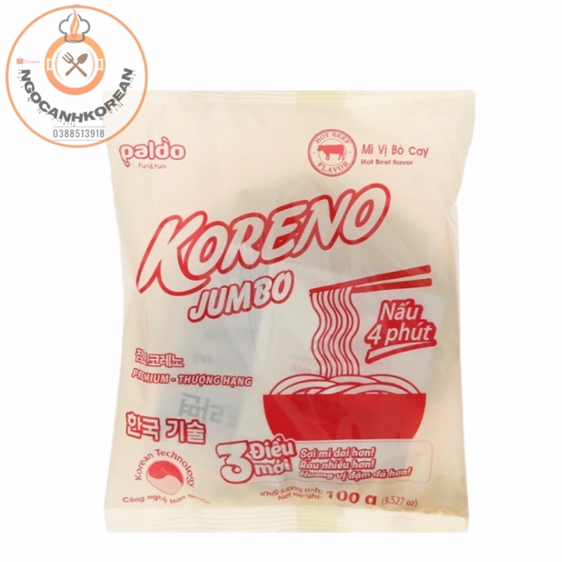 1 gói mỳ koreno Hàn quốc sợi to dai siêu ngon