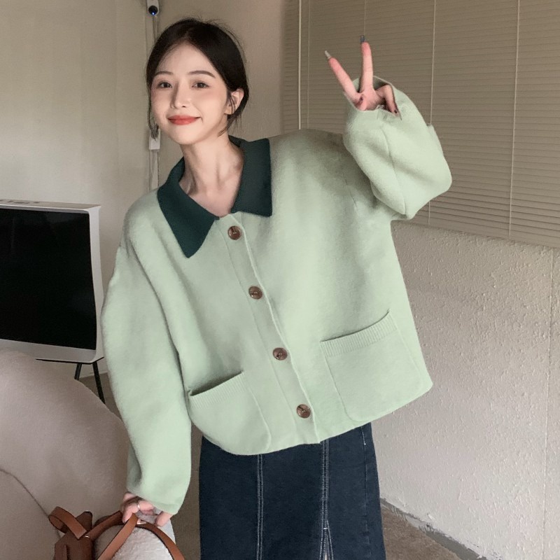 ÁO LEN CỔ LỌ POLO PHONG CÁCH HÀN QUỐC ÁO CARDIGAN CÀI KHUY DÀI TAY ÁO DỆT KIM