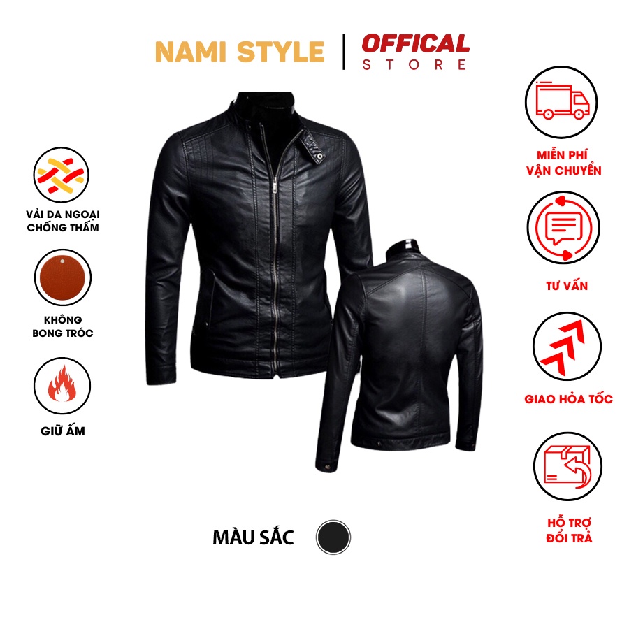 Áo Khoác Da Nam Áo Da Đen Trơn Xịn Xò Thời Trang-Da01