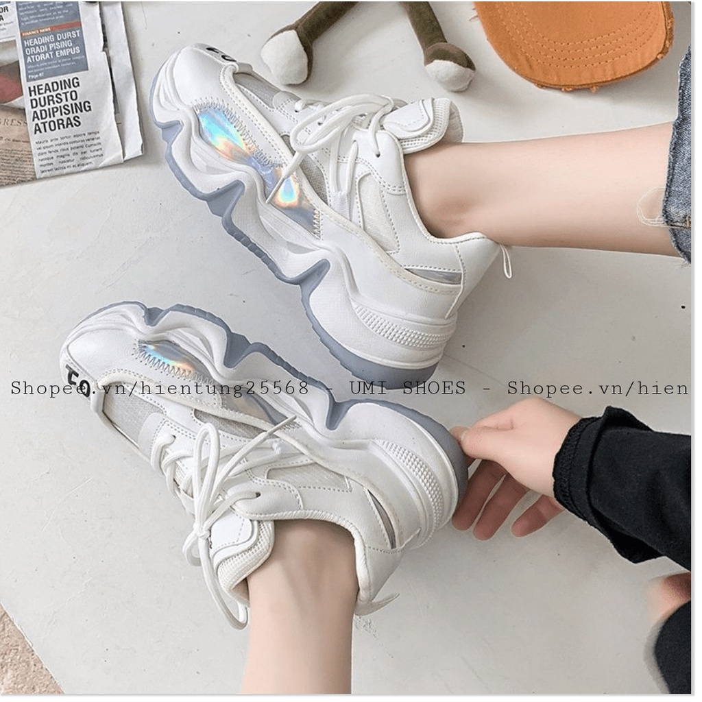 🆘 Giày thể thao Ulzzang nữ cá tính mũi thêu 01 đế cao 5cm lượn sóng rèm trẻ trung màu đen/trắng/kem ngầu mới đẹp ☆╮𝕂ℍ�