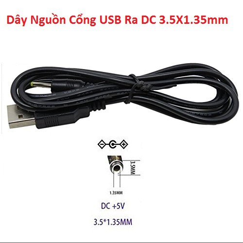 Dây USB ra đầu 3.5x1.35mm - Dây sạc quạt cầm tay mini