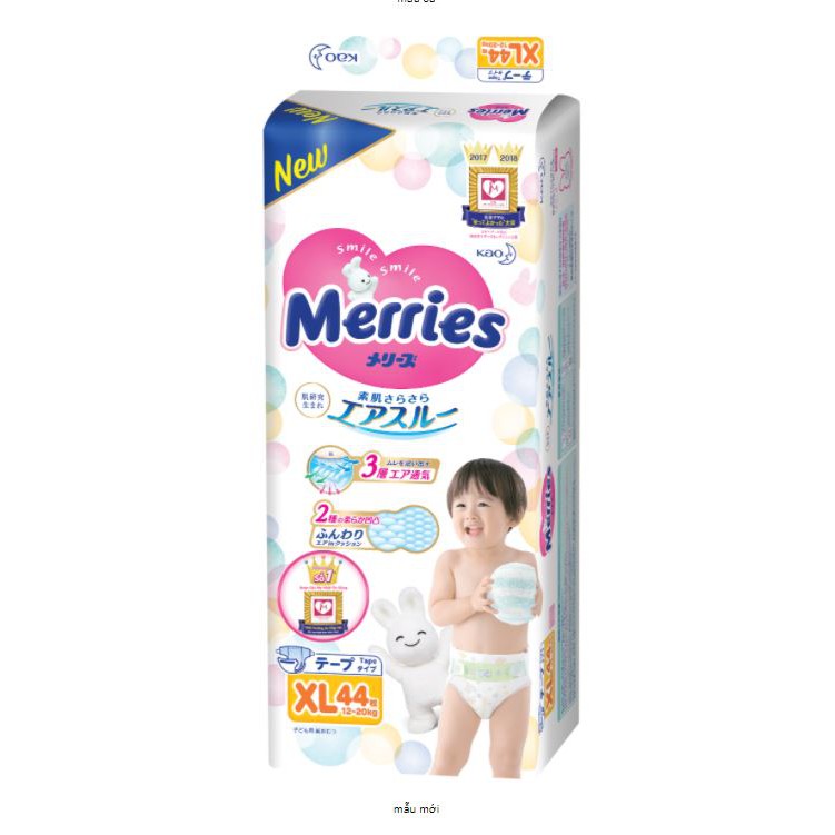 Bỉm dán Merries size XL 44 miếng (12-22kg)