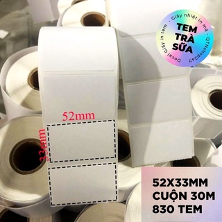 Giấy in tem trà sữa 1 tem 52x33mm (830 tem), 40x30 (910 tem), Decal nhiệt, Tem dán trà sữa trà chanh