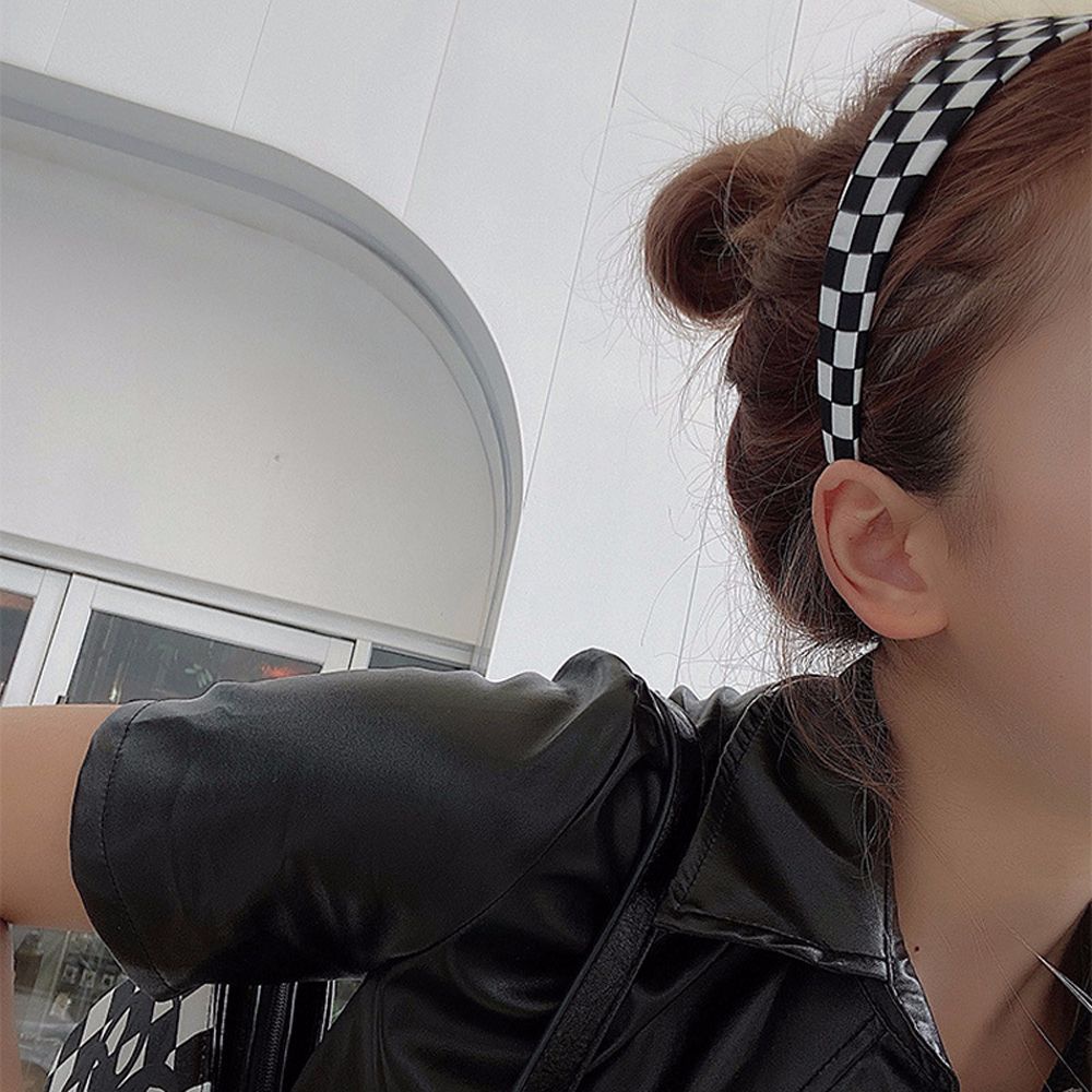 Dây Cột Tóc Bản Rộng Co Giãn Kẻ Sọc Caro Nhiều Màu Tùy Chỉnh Phong Cách Hàn Quốc Thời Trang Cho Nữ