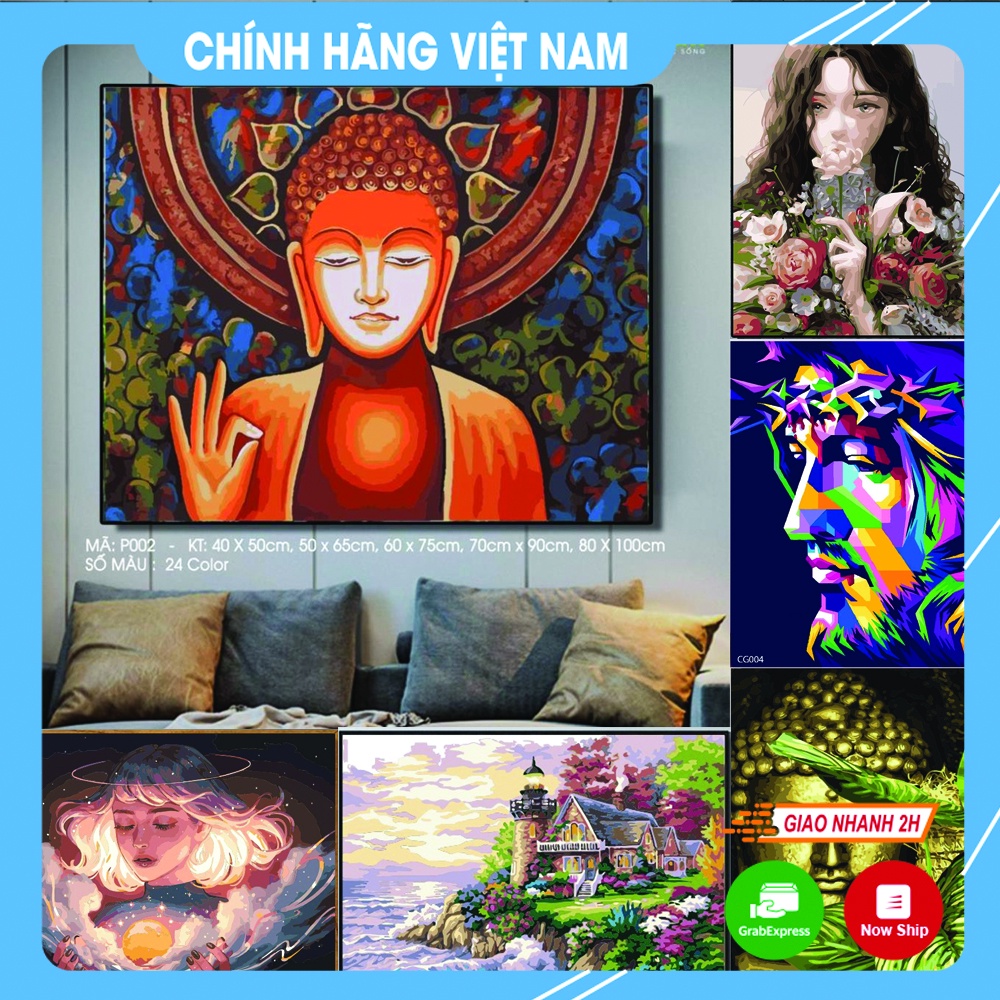 Tranh Số Hóa Nghệ Thuật Có Khung Treo Tường . Tranh Số Hóa Tự Tô Treo Tường Kích Thước 40 x 50 cm