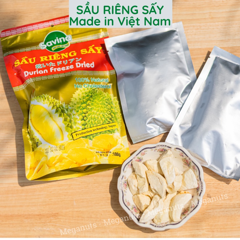 Sầu Riêng sấy thăng hoa Meganuts loại đặc biệt siêu ngon - Đặc sản Việt Nam hàng xuất khẩu gói 100g