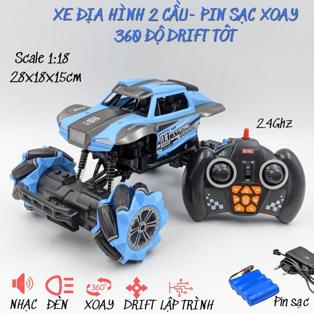 Xe điều khiển từ xa địa Hình 2 cầu drift 360 độc Lốc Xoáy Sa Mạc - chạy ngang- nhiều chức năng