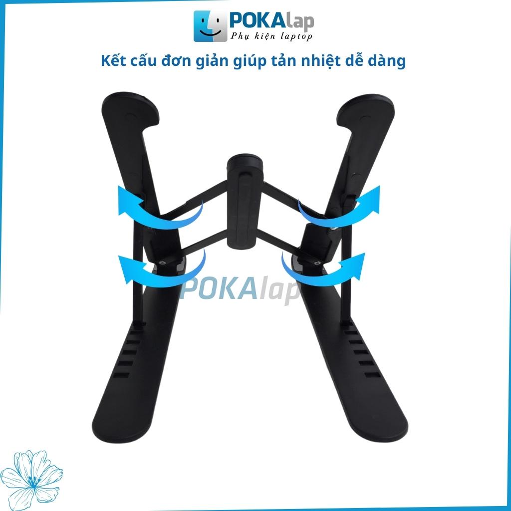 Giá đỡ laptop, máy tính bảng PRO POKA20 - Đế tản nhiệt kê laptop bằng nhựa nhôm, điều chỉnh độ cao, gập được - POKALAP