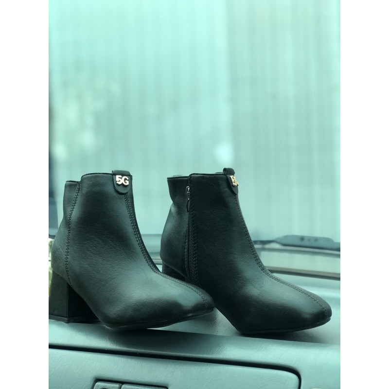 GIÀY Boot  NỮ DA MỜ VÂN SẦN 5G Khoá Sườn Gót Trụ 5 Phân