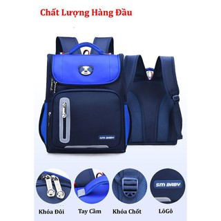 Balo chống gù dáng hộp, cặp học sinh tiểu học có phát quang bảo vệ cho bé