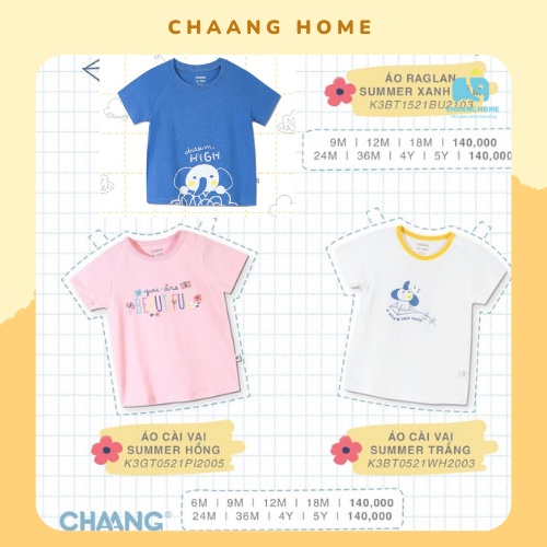 Chaang áo cotton cộc tay summer cho bé trai bé gái