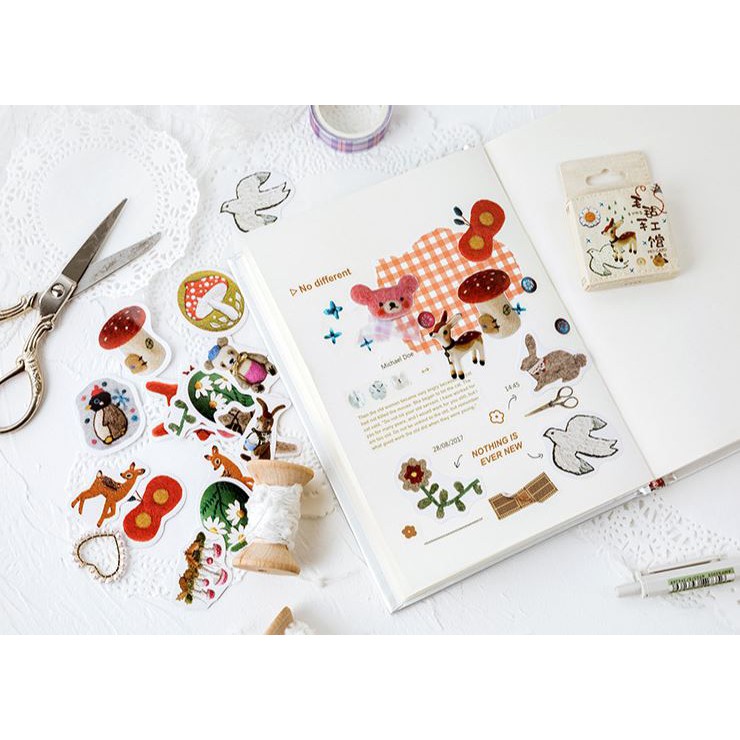 Bộ 46 Sticker Cây Cỏ Mùa Đông Hàn Quốc dán trang trí E81 A
