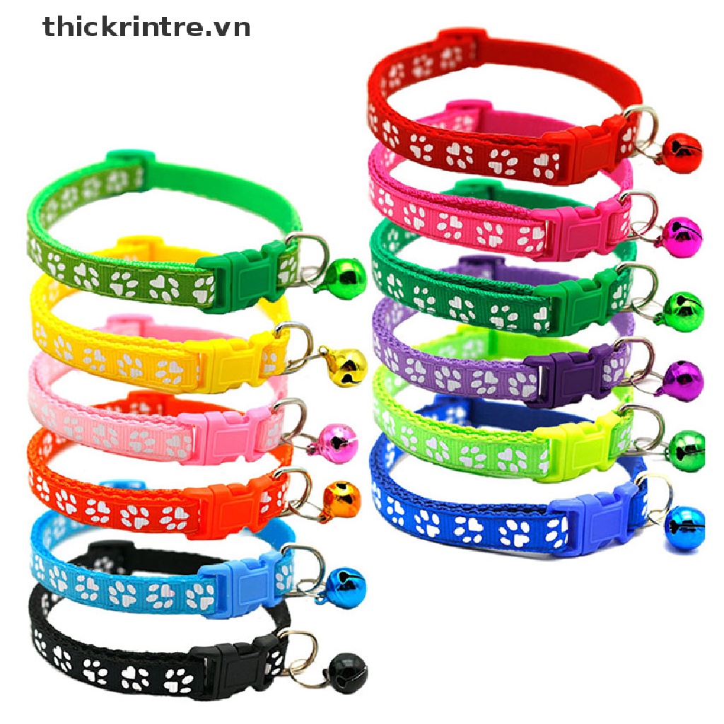 Vòng Cổ Gắn Chuông Hình Dấu Chân Dễ Thương Cho Thú Cưng