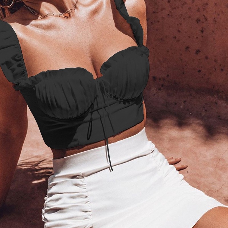 Áo croptop coset viền bèo