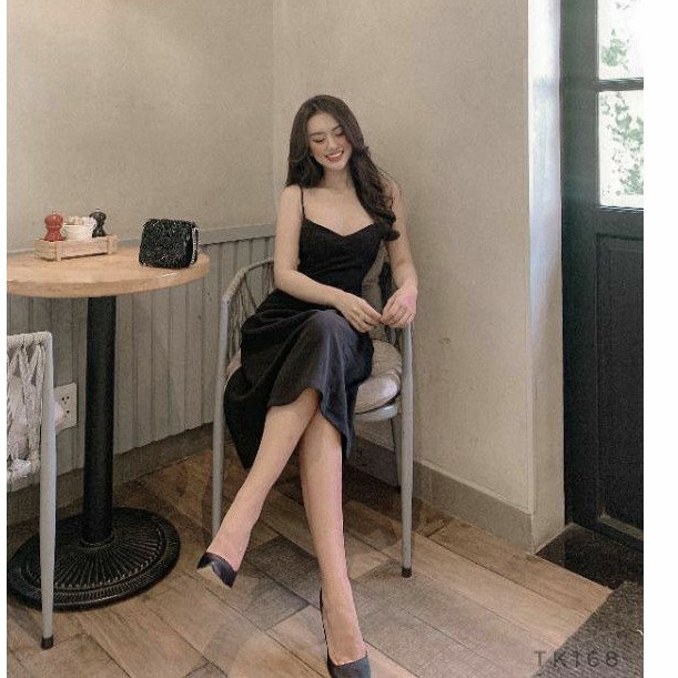 Đầm đen 2 dây dự tiệc (ẢNH THẬT 100%) | BigBuy360 - bigbuy360.vn