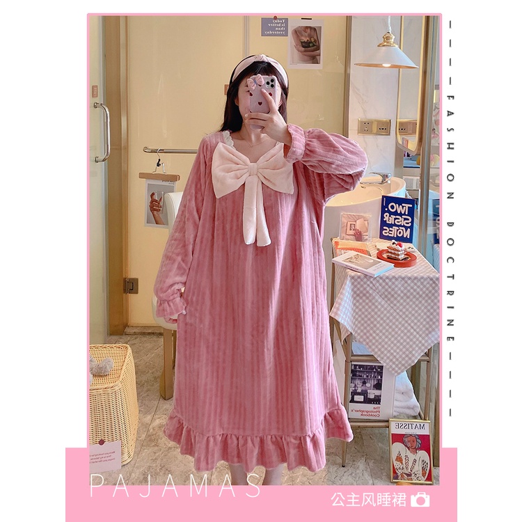 Đầm Ngủ Flannel Dày Dặn Dáng Dài Thời Trang Thu Đông Cho Nữ | BigBuy360 - bigbuy360.vn