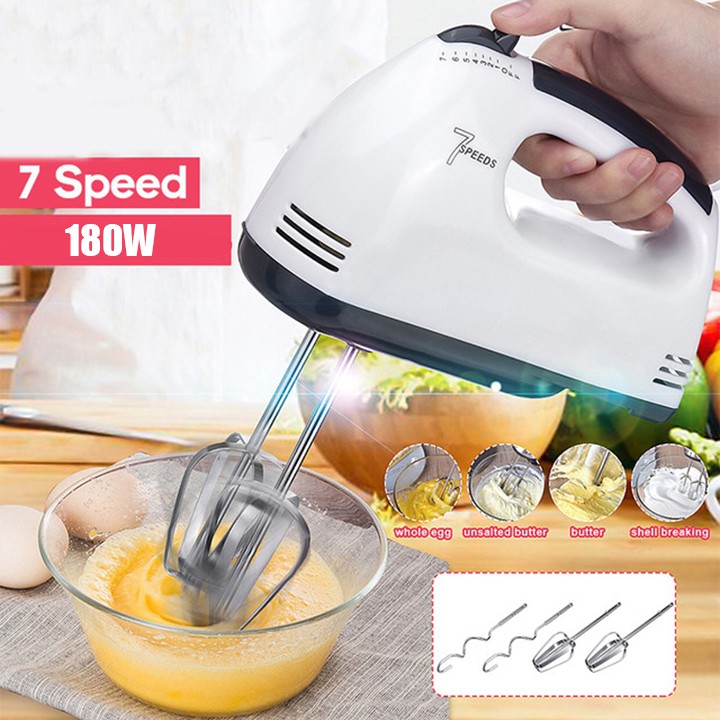 [SALE] Máy Đánh Trứng Mini Cầm Tay 7 Tốc Độ Gồm 3 loại que đánh