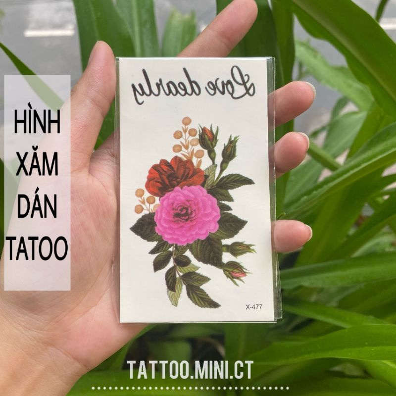 Hình xăm dán tatoo hoa x477.Xăm dán tatoo mini tạm thời, size &lt;10x6cm