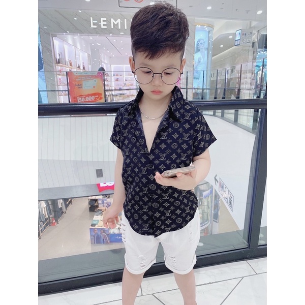 Sét sơ mi Dior kèm quần short kaki cho bé trai