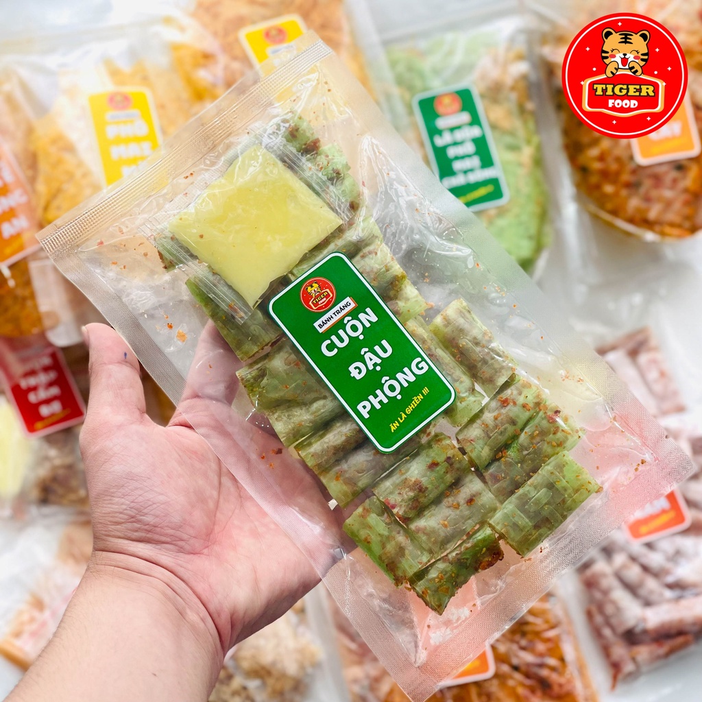 Bánh tráng cuộn đậu phộng bơ TIGER FOOD Gói 80g bánh tráng cuộn lá dứa thập cẩm bơ - Đồ ăn vặt sài gòn