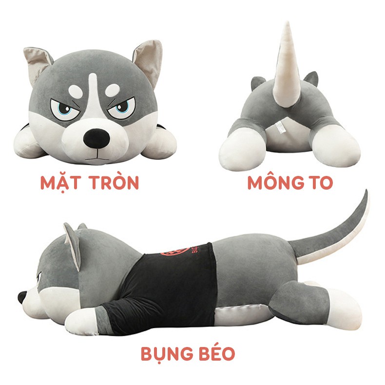 Gấu bông Chó Husky Siêu To Khổng Lồ - gối ôm chó ngáo