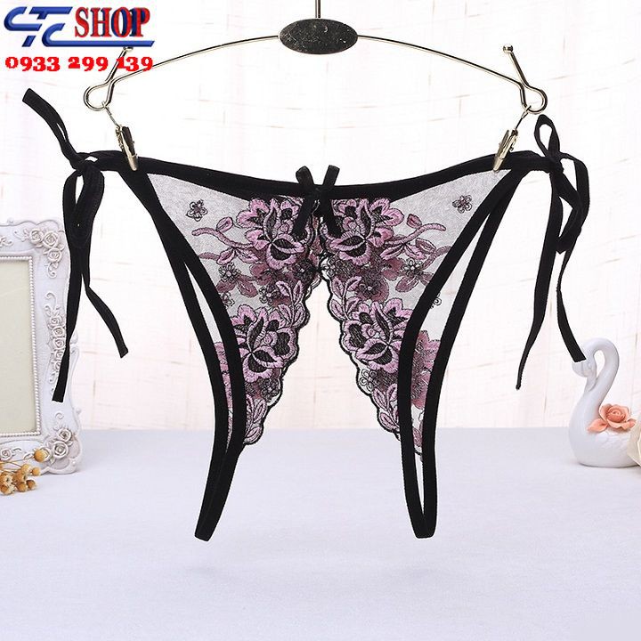 Quần lót nữ lọt khe cột dây xẻ đáy lưới thêu hoa cao cấp AQ079 | BigBuy360 - bigbuy360.vn