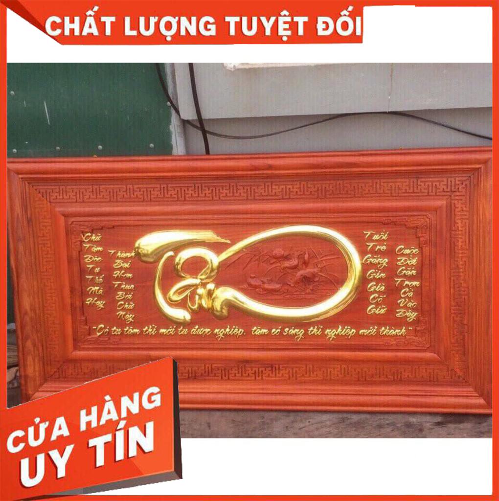 Tranh gỗ Chữ Tâm dát Vàng bằng Gỗ Hương đỏ 67cm x 127cm Nội Thất