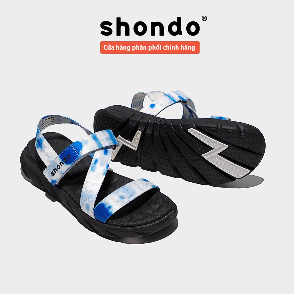 [Mua Kèm Áo Thun 0Đ] Giày Sandals SHONDO F6 Sport Chính Hãng - F6S1031 Màu Loang Khói Xanh Dương