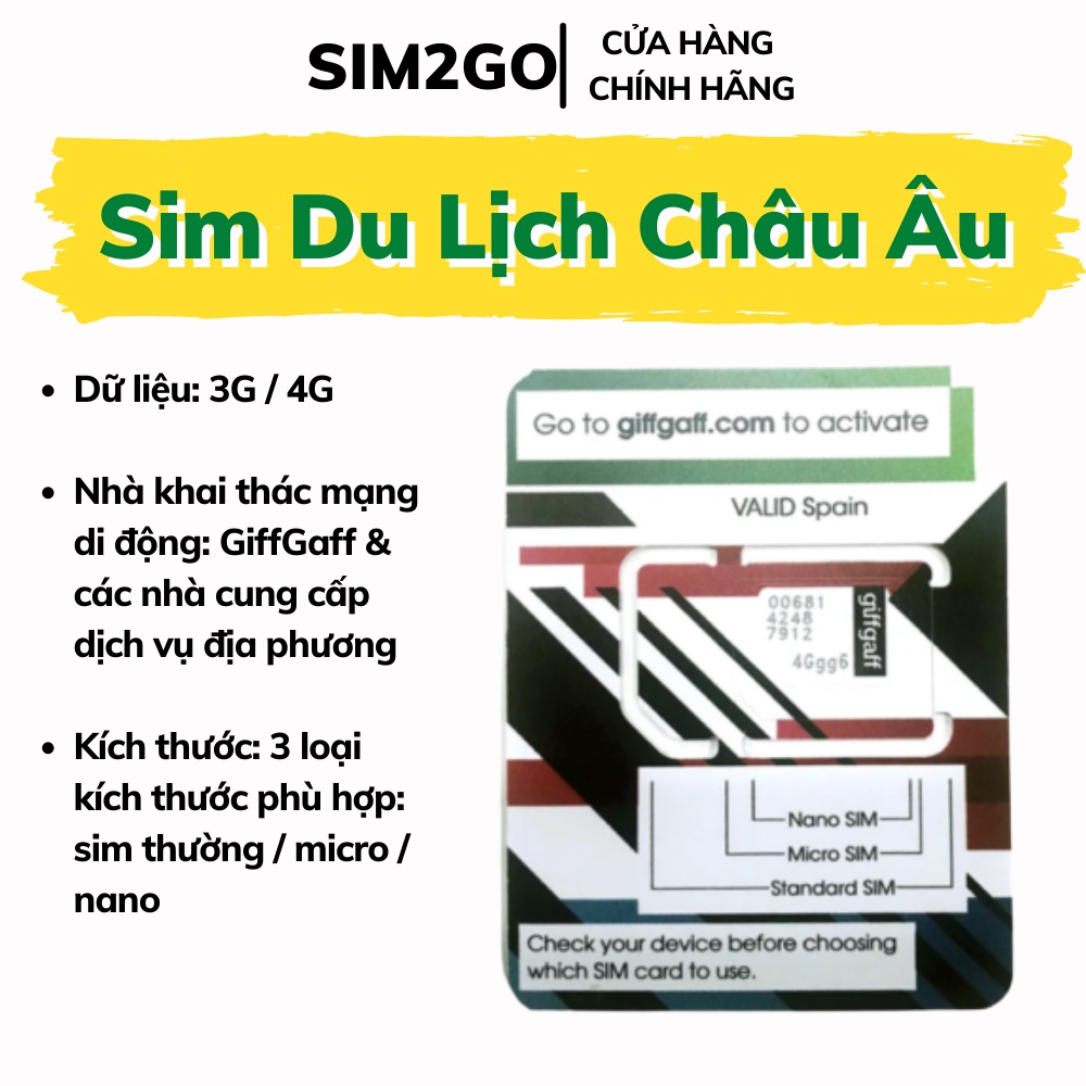 Sim du lịch Châu Âu - Sim quốc tế data tốc độ cao 4G, có thoại