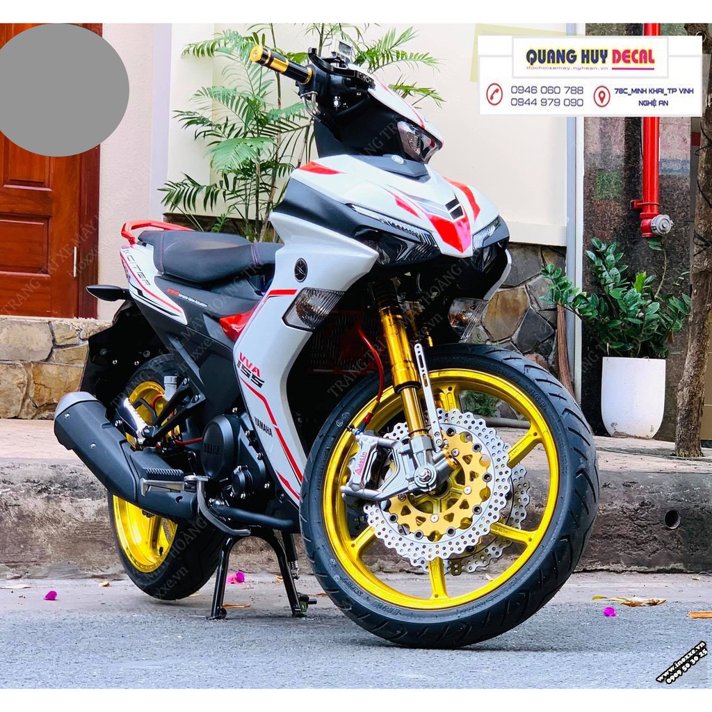 Tem trùm exciter 155 trắng đỏ, tem exciter155, team trùm ex 155, tem xe ex155 trắng đỏ