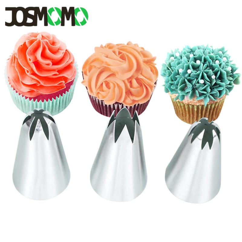 JOSMOMO 3 cái / bộ phụ kiện nhà bếp túi đựng bánh ngọt bằng silicon Tự làm túi đựng bánh ngọt bằng ống đóng băng với vòi đặt dụng cụ trang trí bánh